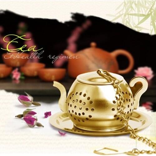 Promotion! Gold Mesh Stainless Steel Tea Pot Spice Herb Strainer Filter