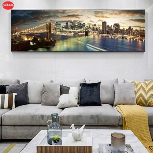 5d diy diamond painting Brooklyn Bridge Night Landscape diamond painting cross stitch mosaic embroidery diamond round square