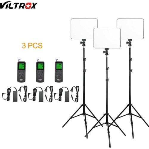 Viltrox VL-200 Pro Wireless Remote LED Video Studio Light Lamp Slim Bi-Color Dimmable + AC Adapter+2M Light stand for Camcorder