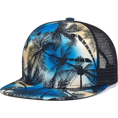 Adult Cool Breeze Adjustable Outdoors Street Cap Dusk Gloaming Sky Fashion Flat Bill Snapback Baseball Palm Tree Mesh Snoods Hat