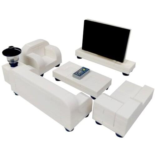 Moc Accessories Locking Creator City Building Blocks Bricks Furniture TV Constroller Sofa Bed DIY Construction Toys For Children