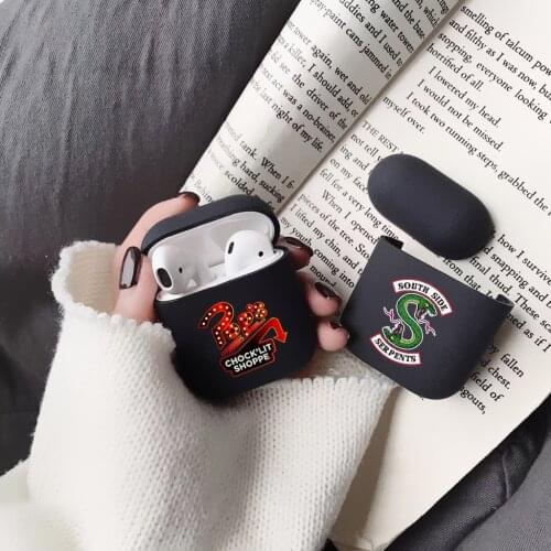 Riverdale south side serpents Earphone Case For Airpods Protective Fundas Cover Black Soft Case For Airpods 1 2 Charging Bags