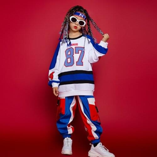 Kid Hip Hop Clothing Loose Sweatshirt Jogger Running Pants For Girls Boys Jazz Dance Costume Pop Street Clothes Wear Outfits