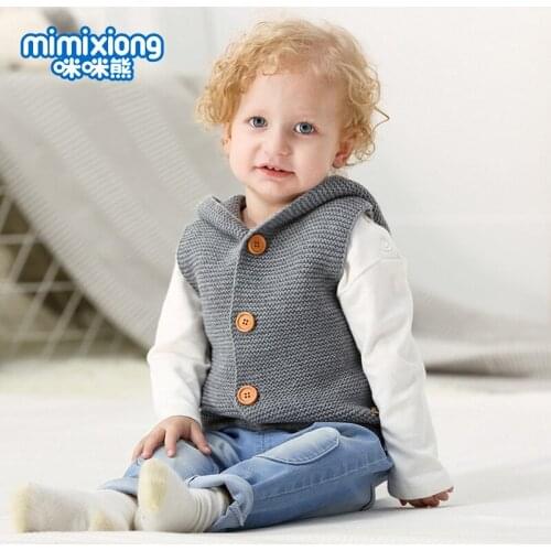Baby Knitting Vests & Waistcoats Fashion Kids' Sweaters Hooded Vest Outfit Infant Clothing