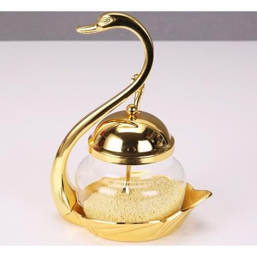 Home day with fashion creative cute Korean swan sugar swan flavoring tank metal creative swan with spoon