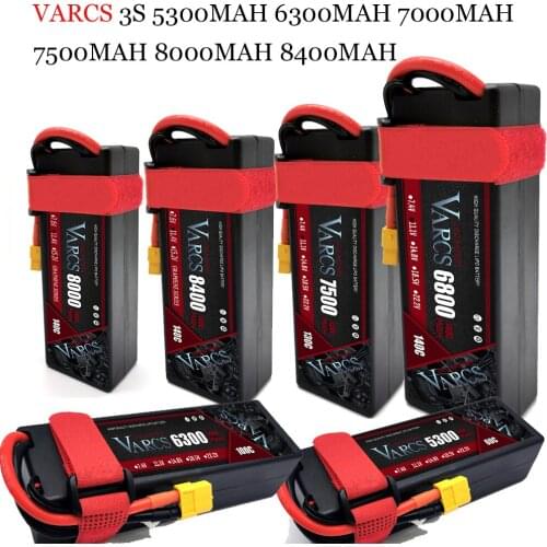 VARCS Lipo Battery 3S 11.1V 5300mAh 6300mAh 6800mAh 7500mAh 8000mAh 8400mAh 10000mAh XT60 Deans/T EC5 TRX for RC 1/8 1/10 Car