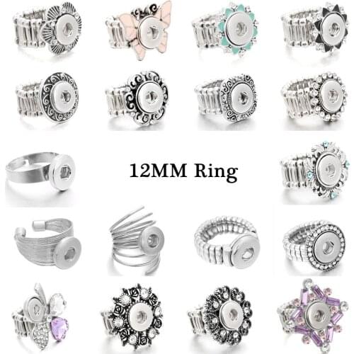 Fashion Snap Jewelry Metal Interchangeable Snap Ring Fit Mini 12mm Snap Button Rings For Women Jewelry