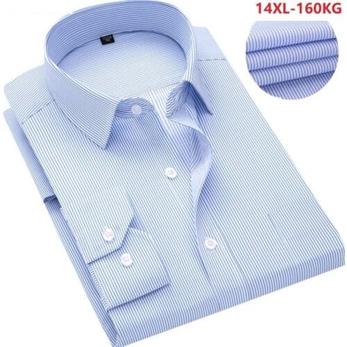 Autumn men long sleeve shirt striped formal business shirts plus size big 6XL 7XL 8XL 9XL 10XL office Dress shirts 12XL 54 56 52