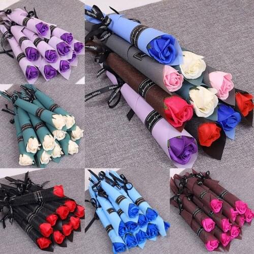 1PC Soap Rose Valentines Day Gift Artificial Flower Bouquet Wedding Birthday Party Decor Gift Marriage Supplies