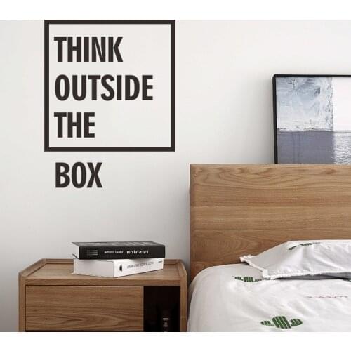 Think Outside The Box Wall Sticker for Kids Room Pvc Wall Decals Office Room Wall Sticker Quote Vinilo Decorativo Pared