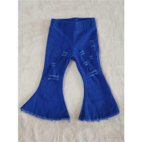New Baby Girls Vintage Blue Bell-Bottom Jeans Denim Pants High Waisted Denim Pans For Teen
