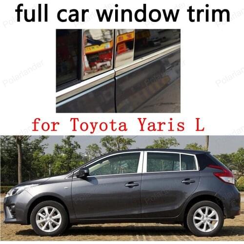Full Window Trim Decoration Strips Car Styling for Toyota Yaris L Stainless Steel with center pillar