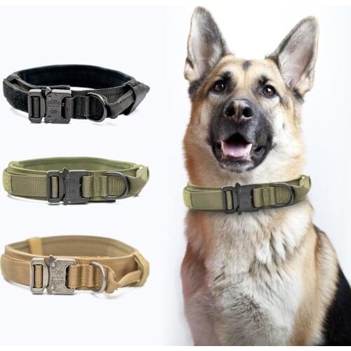 Adjustable Tactical Pet Collar Military Training Dog Collar Heavy Metal Buckle Control Handle Dog Accessories Pet Supplies