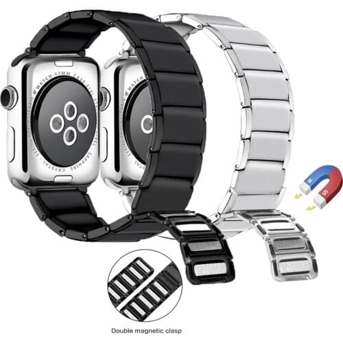 Stainless Steel Strap For Apple Watch 6 5 4 3 2 1 SE Met Magnetic Loop Watch Band Replacement For iWatch 44mm 40mm 42mm 38mm