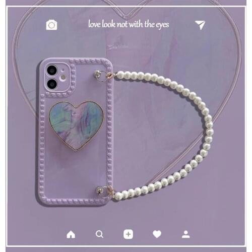 Luxury marble ring holder stand Pearl Bracelet Silicone case for iphone 11Pro 12 Pro Max MiNi XR X XS Max 7 8 plus SE 2020 cover