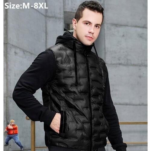 Warm Waistcoat Men Sleeveless Jacket Hoodie Vest Winter Oversized Plus Size 5XL 6XL 7XL 8XL Fashion Veste Coat Loose Clothing