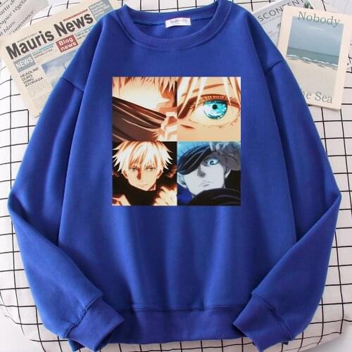 Gojo SatoruS Eyes Print Hoodie Anime Hip Hop Clothing Mens Trendy Streetwear Sweatshirts Loose Comfortable Warm Tracksuit Male