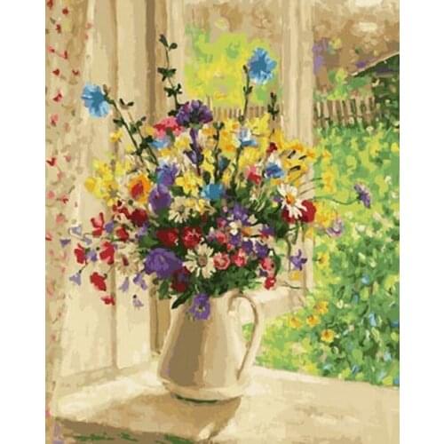 UnFrame picture oil painting by numbers wall decor diy painting on canvas for home decor 4050 colorful daisy