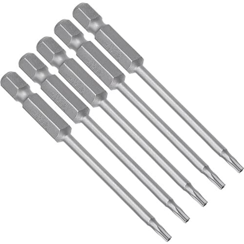 Uxcell 5 Pcs T8 Magnetic Torx Screwdriver Bits, 1/4 Inch Hex Shank 3-inch Length S2 Security Tamper Proof Screw Driver Kit Tools