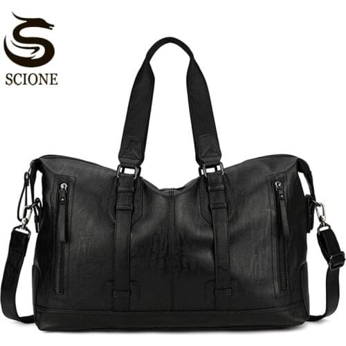 Large Capacity Travel Duffle Bags Men PU Leather Travelling Handbag Business Weekend Handbags Mens Carry On Luggage Bag XA129M