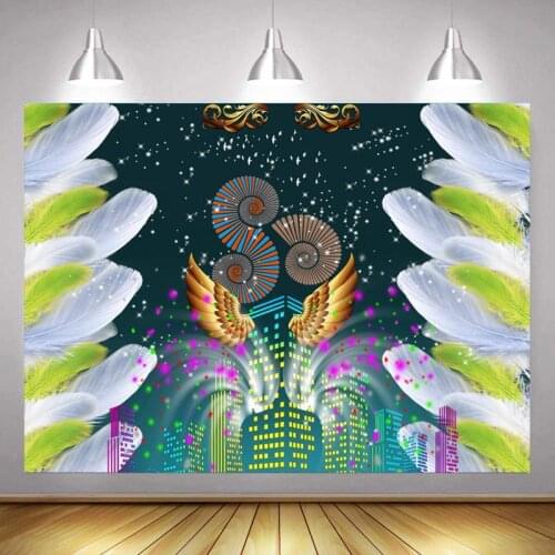 Guardian Angel Golden Wings Night City Background Child Birthday Party Scene Decoration Studio Photography Photo Cloth