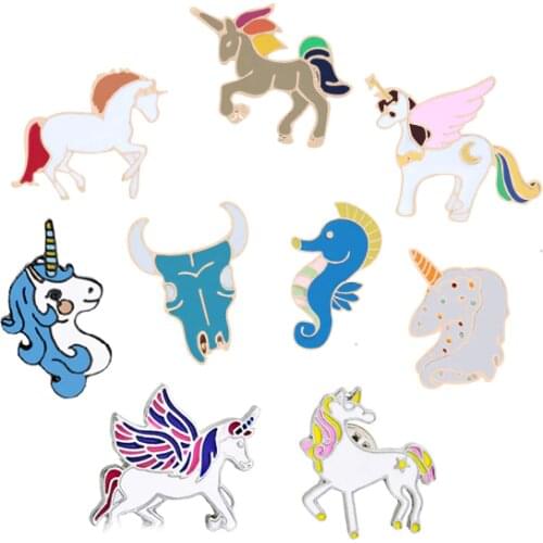 Women brooch pin animal badge wings horse horns denim hat clothes for man jewelry accessories enamel pins wholesale Dropshipping