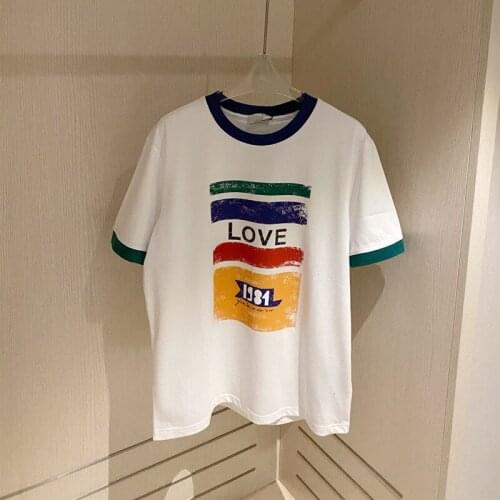 Women Summer New Luxury Brand Designs O-Neck T-Shirt Female Fashion Letter Print Vintage Short Sleeve Tees Casual Cotton Tops