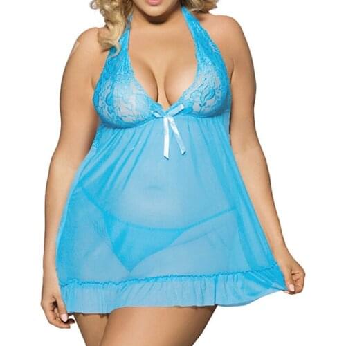 Womens Lingerie Dress Sexy Sleepshirts Home Clothing elegant Big Size Hot Erotic Sleepwear Lace Plus Size S-4XL Night Dress