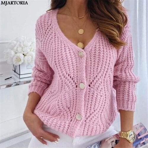 Oversized Off Shoulder Pink Knitted Cardigan Women Casual Long Sleeve Sweater Cardigan Autumn Loose Button Elastic Fashion Tops