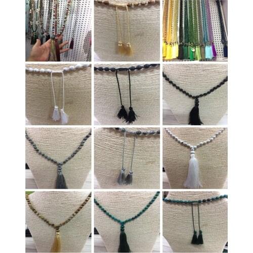 1PCS- 5PCS 2017 New Style Rosary Necklace Female Friendship Best Gift Natural Stone Beads Tassel Pendants Maxi Necklace Jewelry