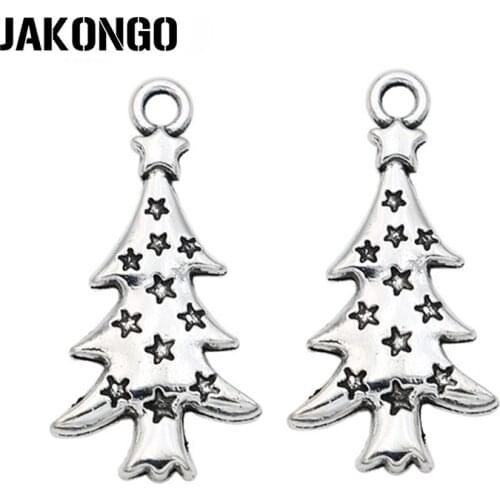 10pcs Antique Silver Plated Christmas Tree Charms Pendants for Jewelry Making Jewelry Findings DIY Handmade 27x14mm