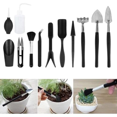 15PCS/set Black Mini Garden Hand Tools Transplanting Tools Miniature Planting Gardening Bonsai Tool For Succulents Plants Tools
