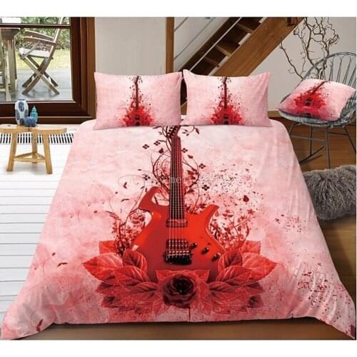 Home Textile Luxury 3D Guitar Print 2/3Pcs Comfortable Duvet Cover PillowCase Bedding Sets Queen and King EU/US/AU Size