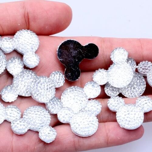 20pcs 20x23mm Many Color Mickey Head Flatback Resin Rhinestone Glue On DIY Nail Art Crafts Jewelry Garments Backpack Decorations