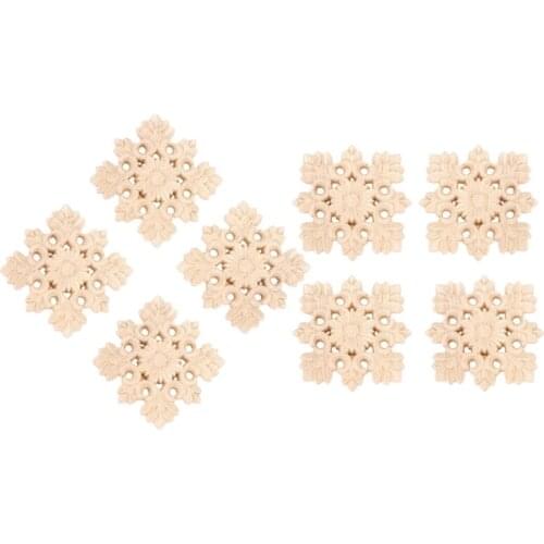 4Pcs Square Unpainted Wood Carved Decal Corner Onlay Applique Frame For Furniture Wall Cabinet Door Decor Crafts