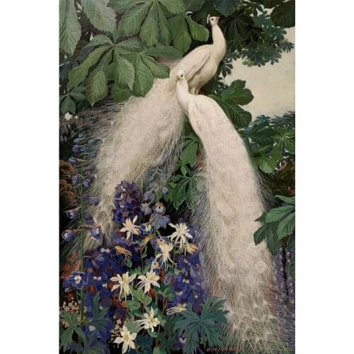 5D DIY Square/Round Diamond White peacock Cross Stitch Diamond Embroidery Needlework home Decoration J0138