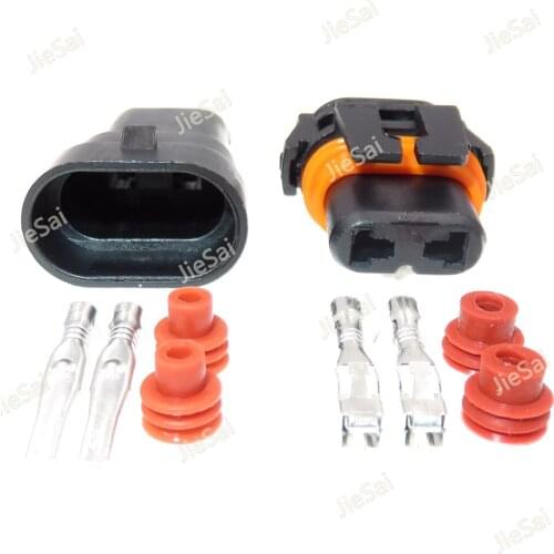 Female Male 2 Pin DJ9005 Automotive Waterproof AC Power Wiring Harness Connector HID Cable Plug