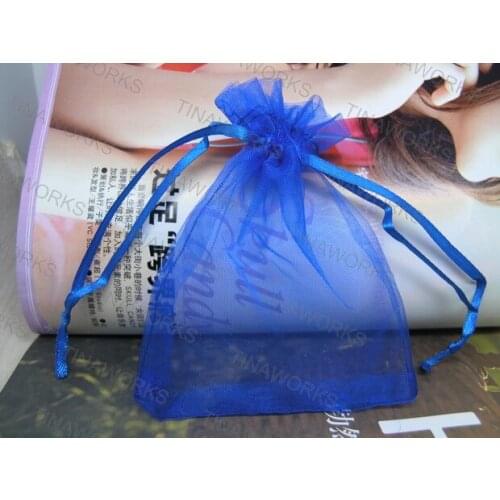 Free Shipping 200pcs/lot 7x9cm Royal Blue Color Organza Bags Wedding Gift Bags Jewlery packing Gift Pouch