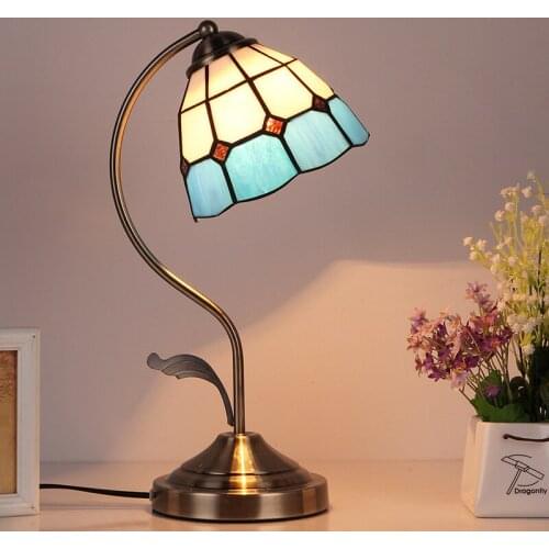 Free Shipping Creative Mediterranean Table Lamp for Bedroom Bedside Lamp Living Room Study Vintage Glass Decorative Table Lamp