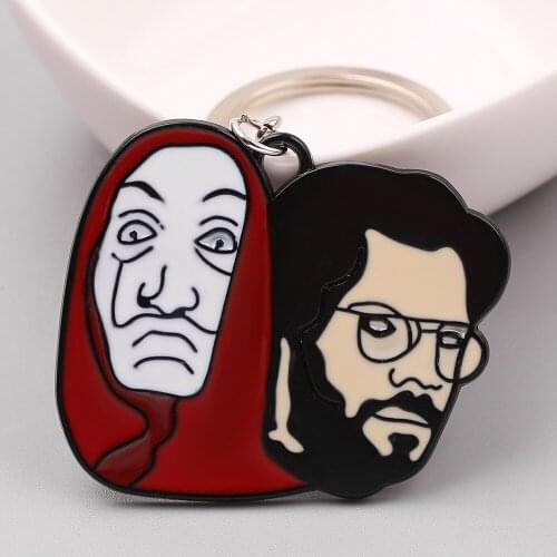 TV Show The House of Paper Money Heist Keychain La Casa De Papel Salvador Dali Professor Mask Key Chain Women Men Jewelry Gift