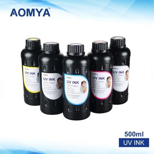 White/BK/C/M/Y 5Cx500ml UV Led Ink Printing Ink DX5 DX6 DX7 Printer head For Soft Materials UV Ink For Epson Flatbed printer Ink