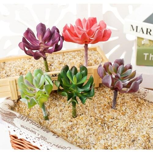 Purple Red Artificial Succulents Plants Succulent Flower for Home Garden Decoration Wedding Wall Arrangement Bonsai Fake Plants