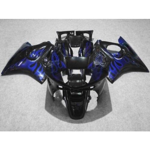 Motorcycle Fairing kit for HONDA CBR600F3 95 96 CBR600 F3 CBR 600F3 1995 1996 CBR 600 Blue flames black Fairings set+7gifts HM10
