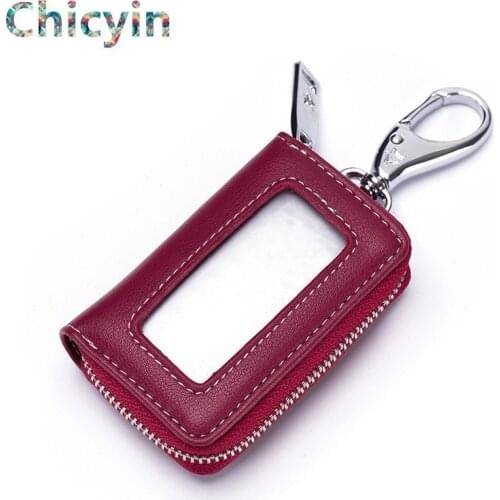 Genuine Leather Key Wallet Men & Women Car Key Bag Multi Function Key Case Fashion Ladies Housekeeper Key Holders