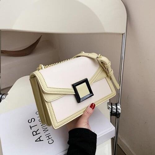 Square Buckle Design Small PU Leather Crossbody Bags for Women 2021 Simple Shoulder Bag Lady Luxury Travel Handbags and Purses