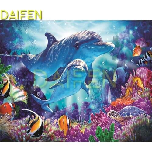 Full Round Diamond mosaic Dolphin coral Full Square Diamond embroidery Cross stitch Dolphin whale coral 5D DIY Diamond painting