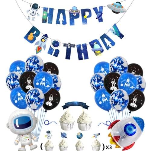 Outer Space Astronaut Theme Balloon Set Star Rocket Birthday Aluminum Film Balloon Childrens Party Birthday Party Decorations