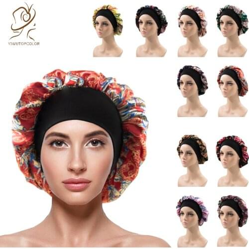 New Style Printed Wide Brimmed Hooded Hat With African Pattern Multicolor Night Cap Fashion Ladies Street Turban Hat