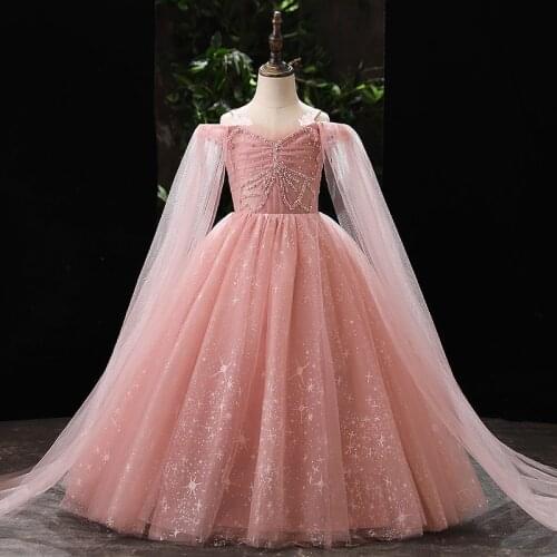 2021Summer Luxury High Quality Children Girls Piano Costumes Host Piano Dress Kids Teens Elegant Birthday Wedding Party Dress