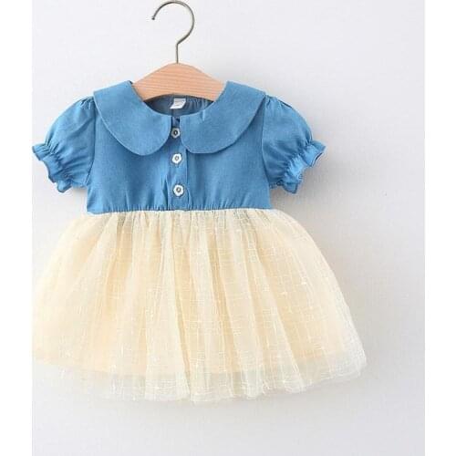 Baby Girl Dress Korean Denim Summer Clothes Short Sleeve Clothing Embroidered Lovely And Cartoon Princess Style For Babies wear